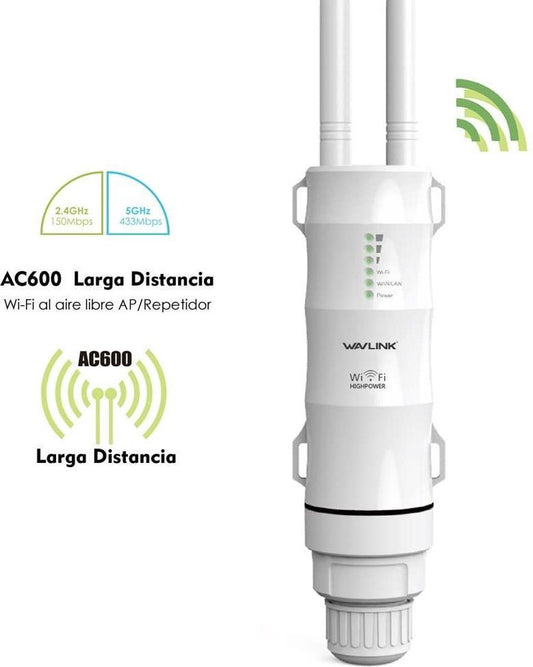 Wavlink AC600 High Power Outdoor Wi-Fi Router | Dual-Band, Weatherproof, PoE Support